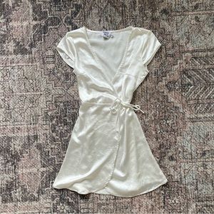 Princess Polly White Satin Wrap Dress